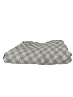 Quince Periwinkle Blue & White Buffalo Check European Linen 70" Round Tablecloth